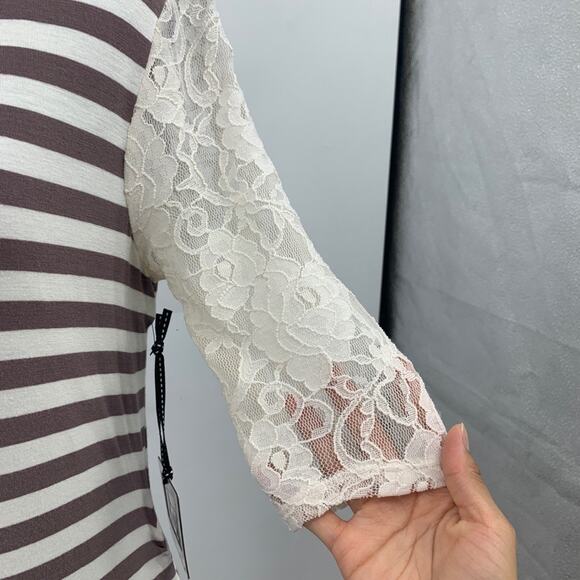 Jessica Simpson Shirt Womens S Small Ivory Otter Lace Sleeves Ruched Maternity - Picture 5 of 14